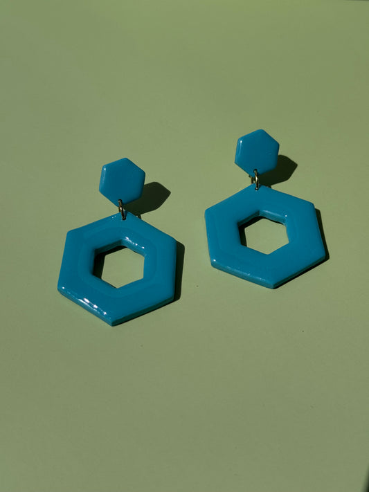 Light Blue Hexagon Dangles