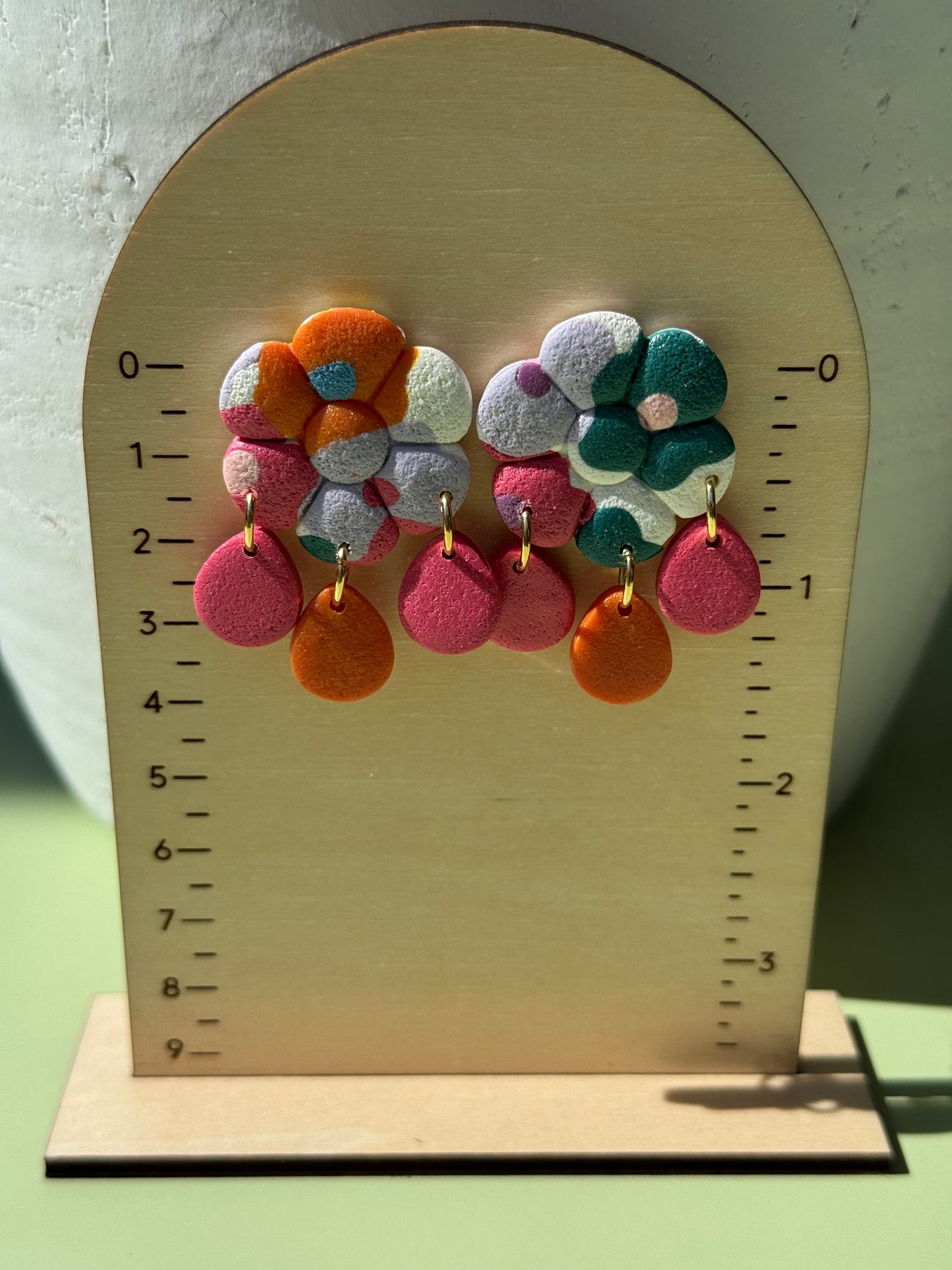 Pink & Orange Flower Dangles