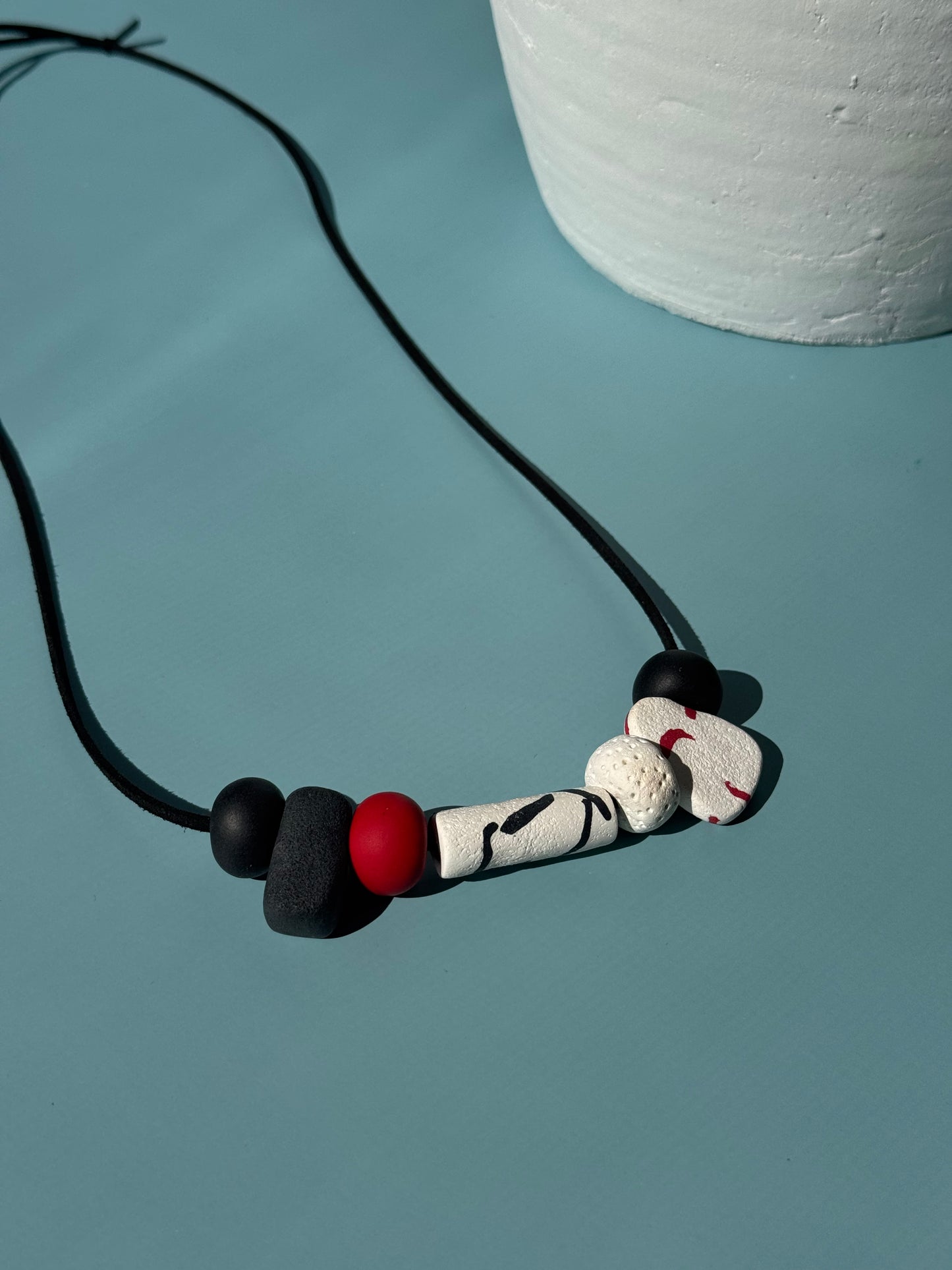 Red, Black, White Necklace
