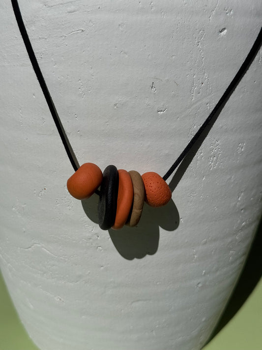 Orange, Beige Necklace