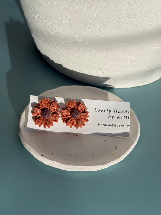Brown Flower Studs