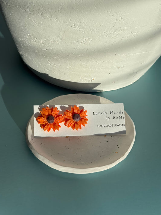 Orange Flower Studs