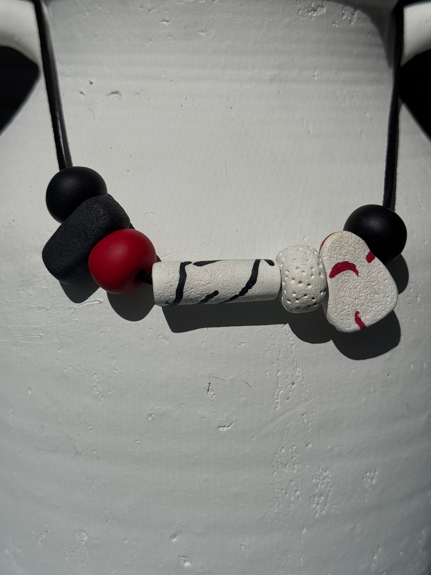 Red, Black, White Necklace