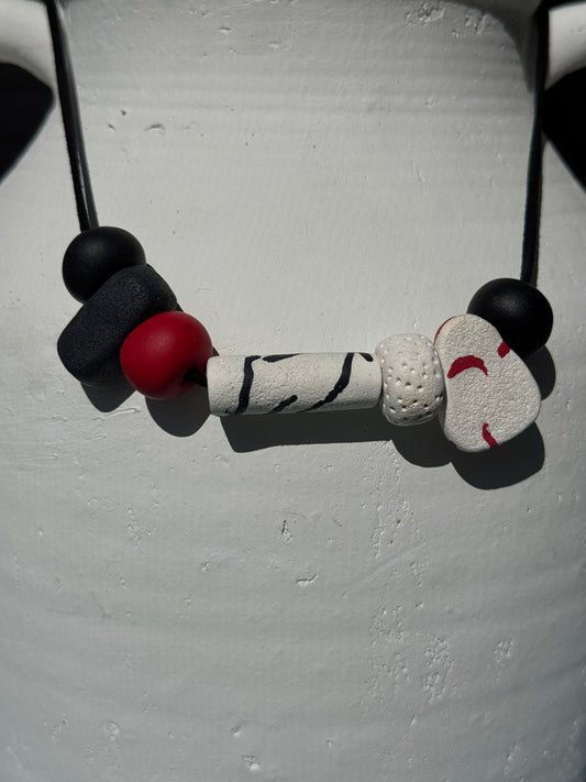 Red, Black, White Necklace
