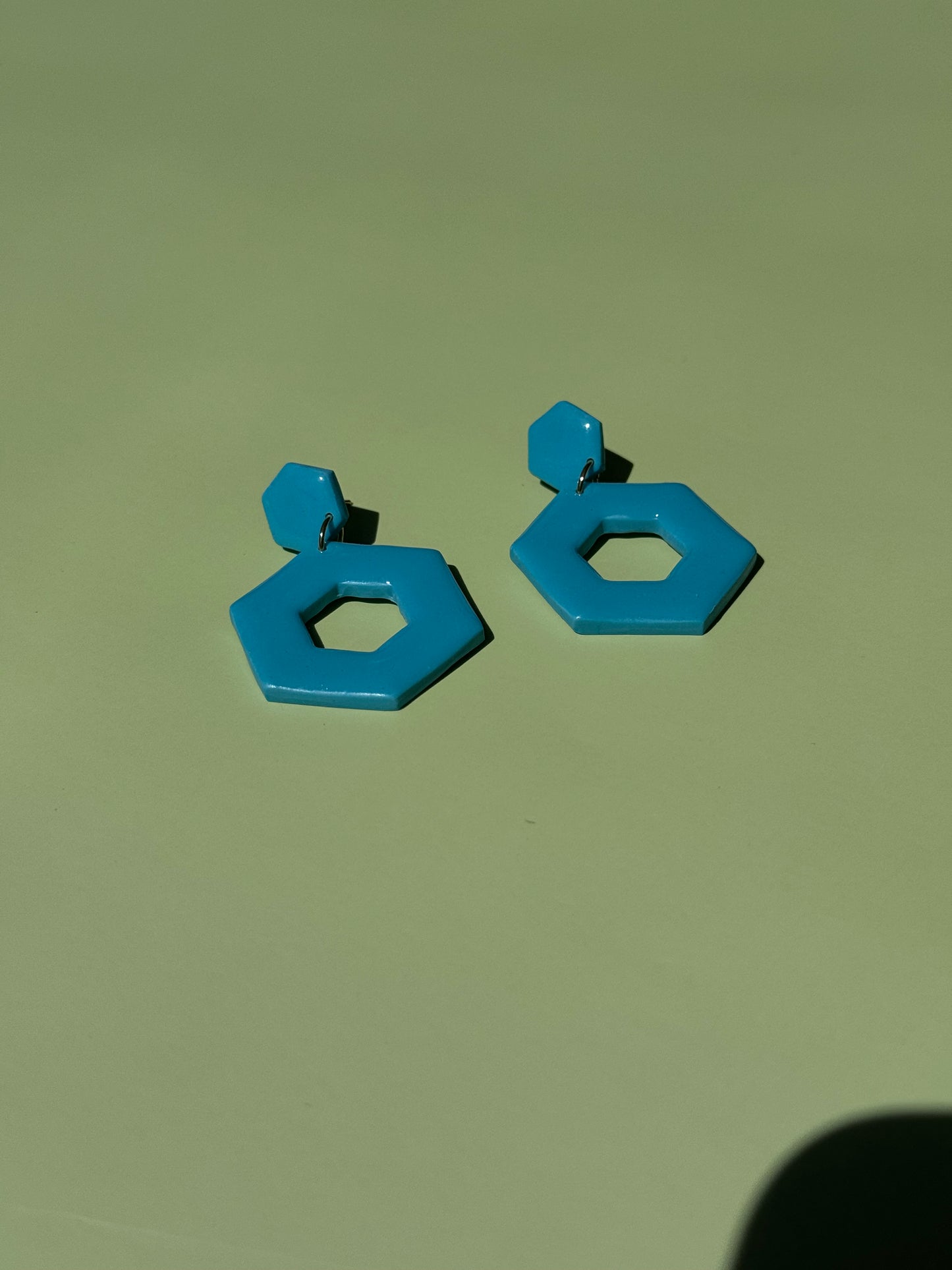 Light Blue Hexagon Dangles