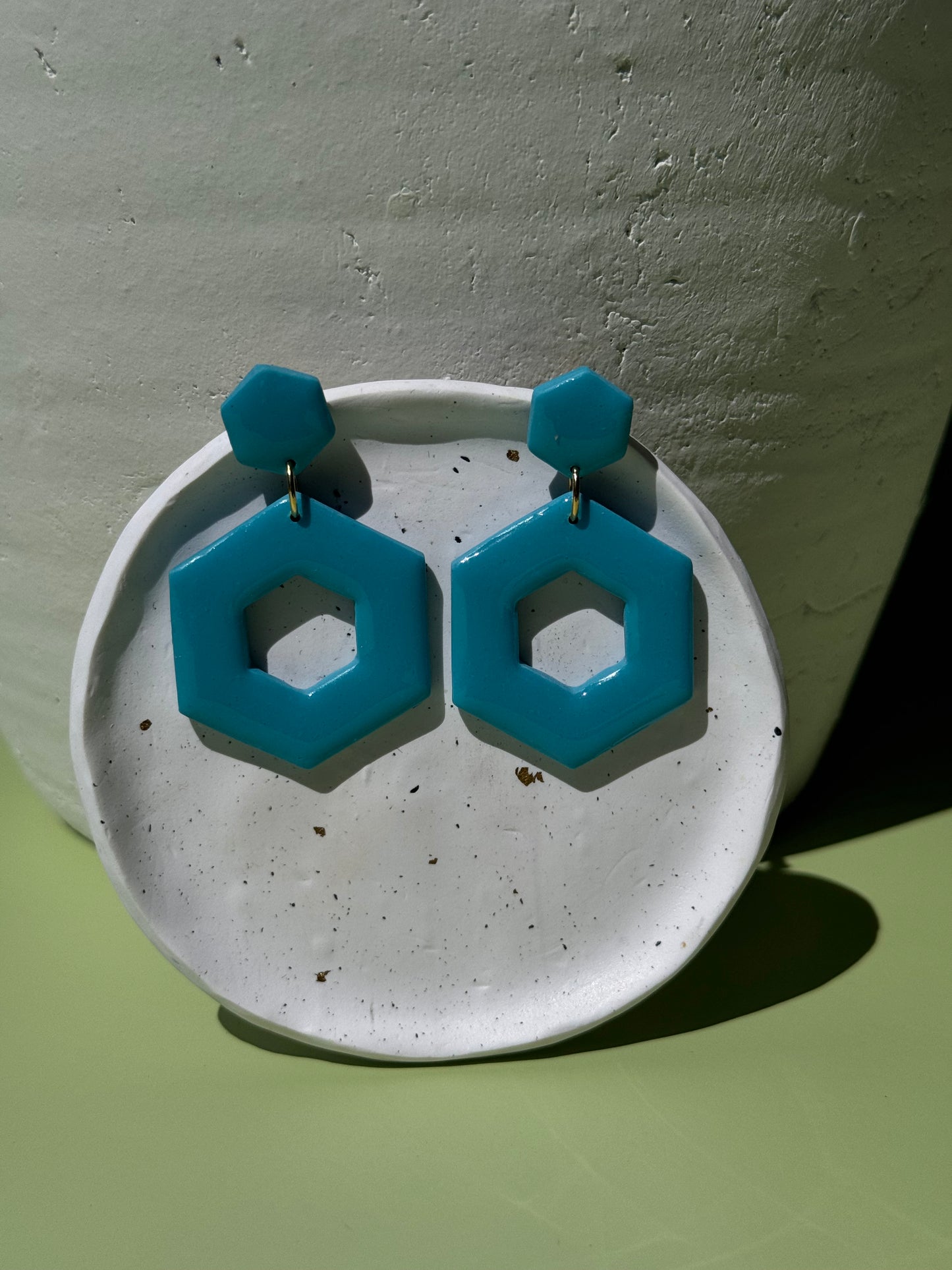 Light Blue Hexagon Dangles