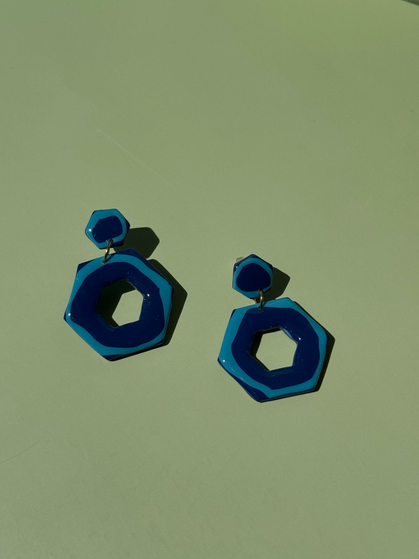 Blue Hexagon Dangles