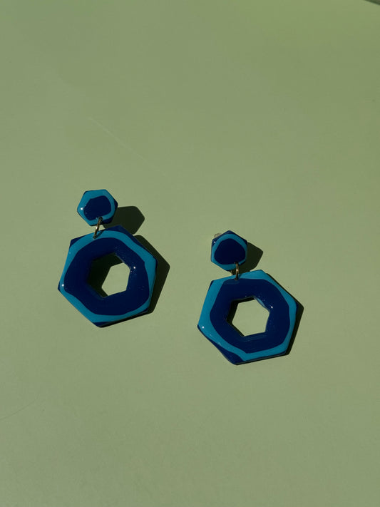 Blue Hexagon Dangles