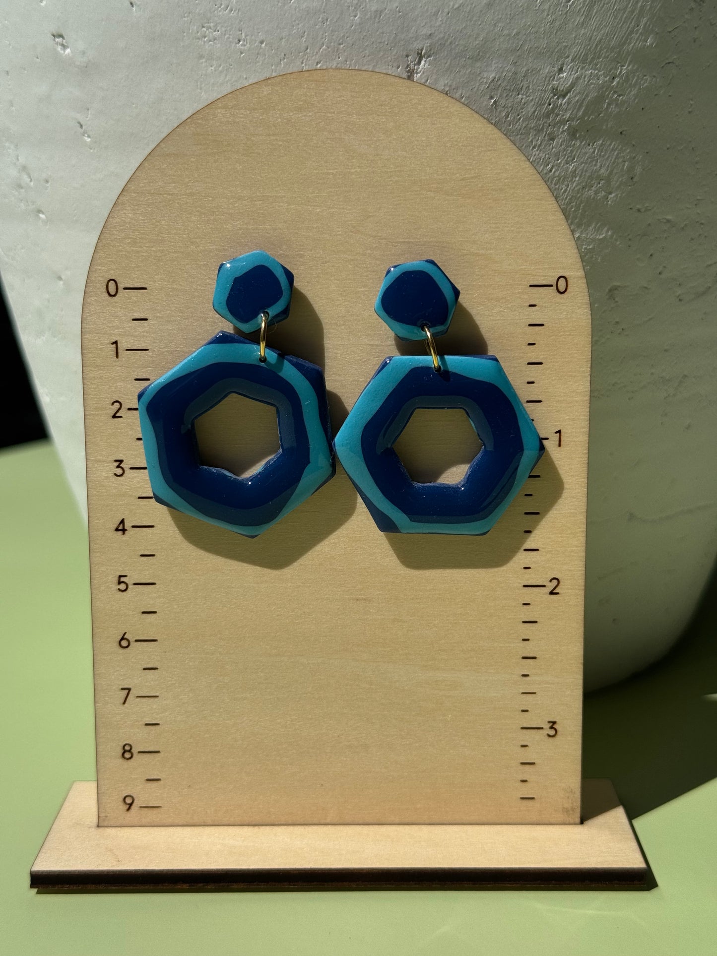 Blue Hexagon Dangles