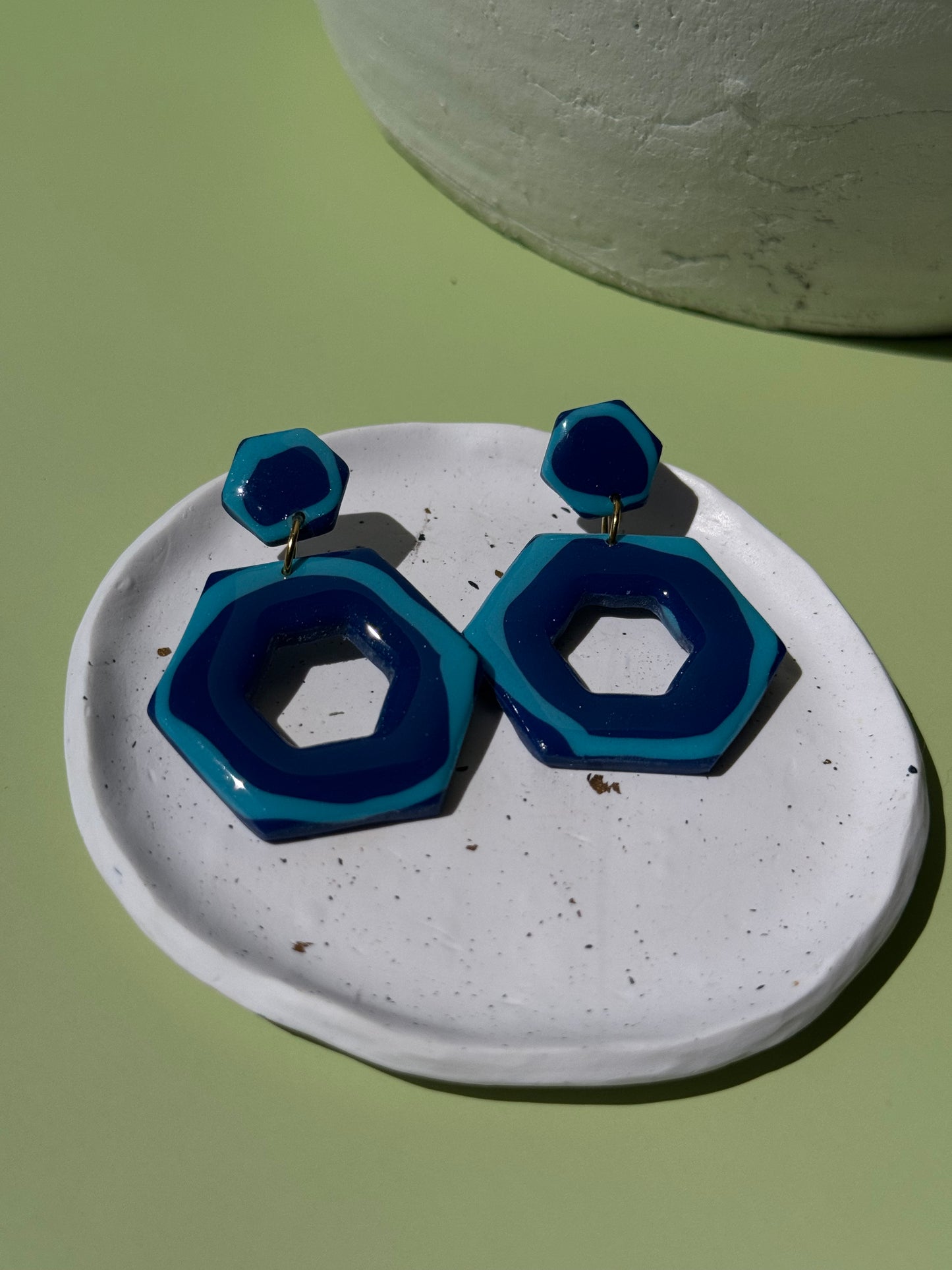 Blue Hexagon Dangles
