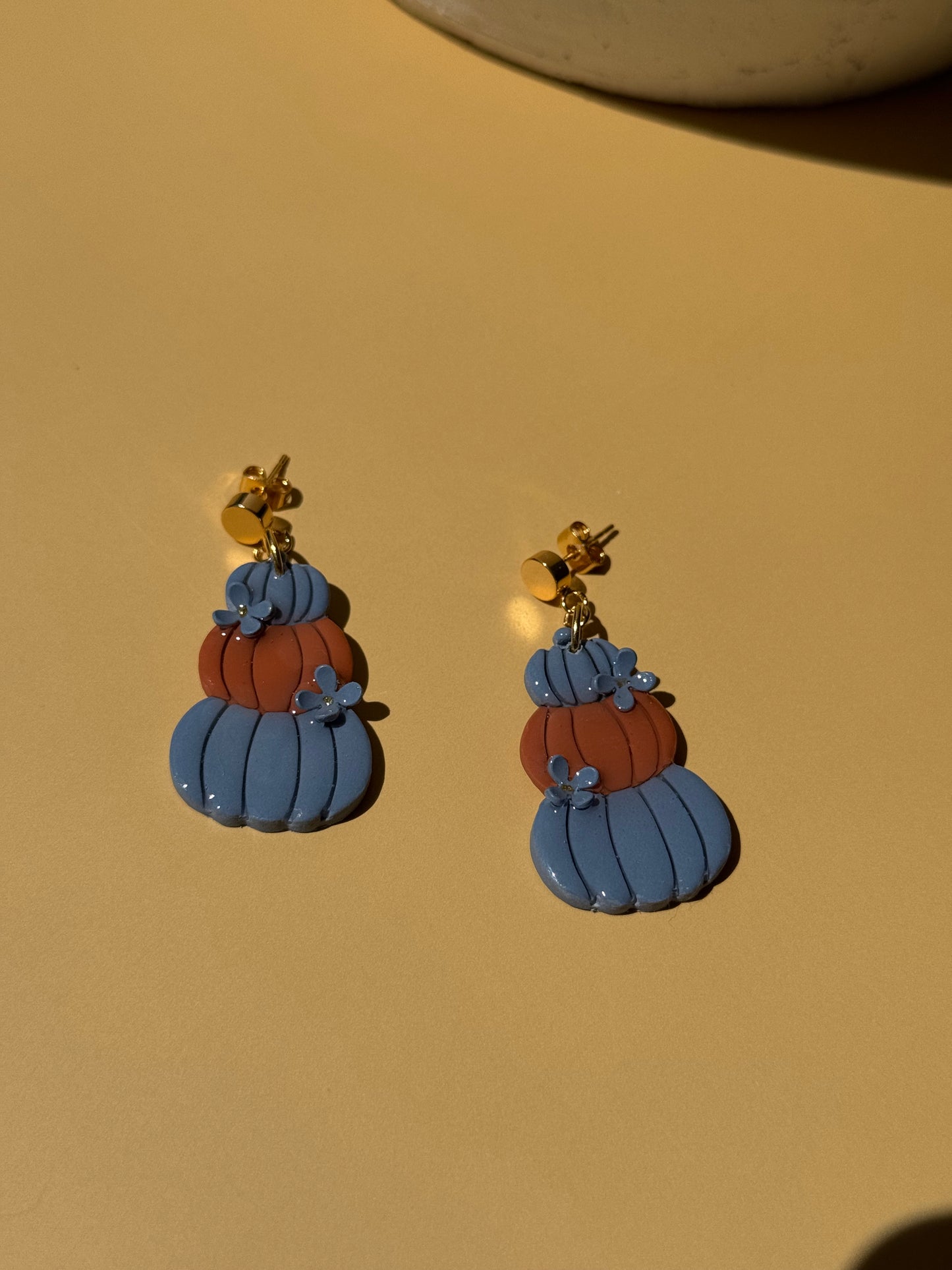 Pumpkin Blue Flower Dangles
