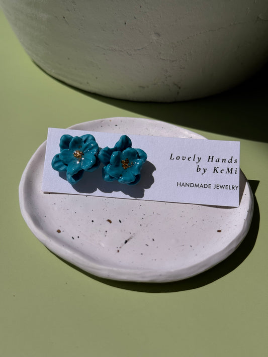 Turquoise Flower studs