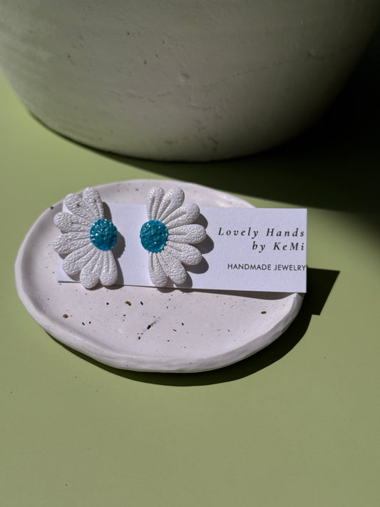 White & Turquoise Margarita studs